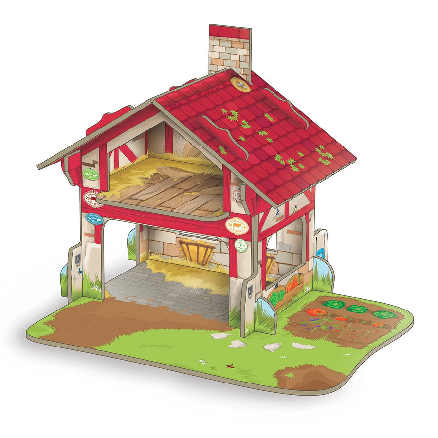 Mini Ferme Papo en carton renforcé, Collection MINI PAPO, jouet éducatif idéal pour enfants
