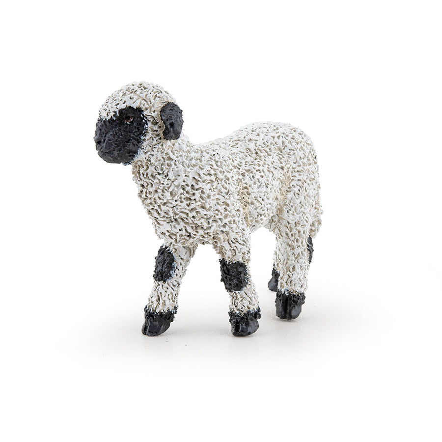Agneau nez noir du Valais Papo en PVC, Collection Vie à la ferme, jouet éducatif idéal pour enfants et collectionneurs
