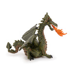 Figurine Dragon ailé vert avec flamme Papo en PVC, Collection Monde enchanté, jouet éducatif idéal pour enfants