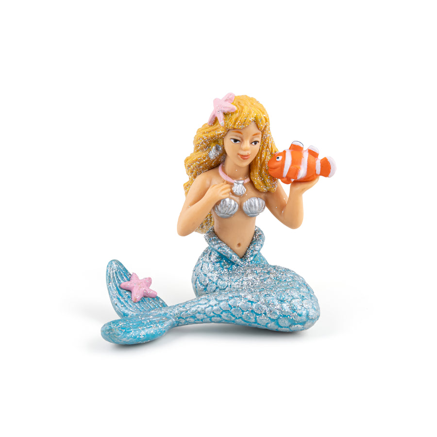 Sirène argentée Papo en PVC, Collection Monde enchanté, jouet éducatif idéal pour enfants