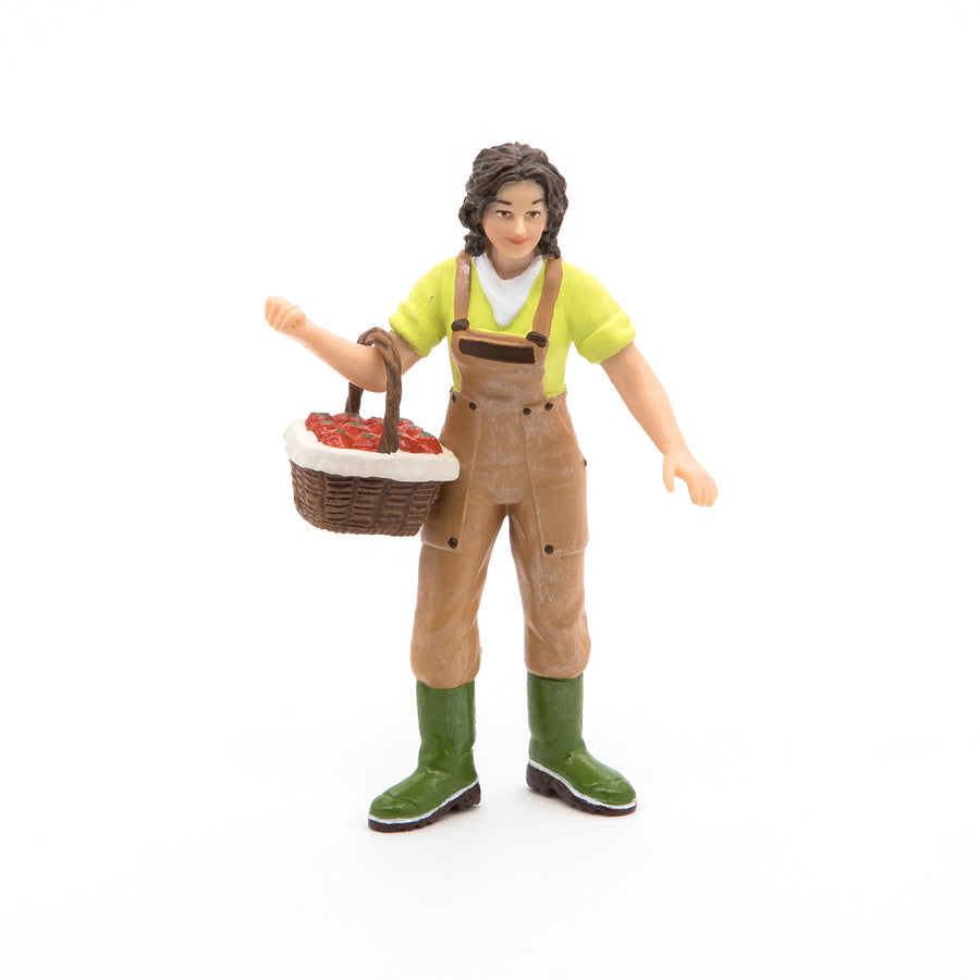 Fermière au panier Papo en PVC, Collection Vie à la ferme, jouet éducatif idéal pour enfants et collectionneurs