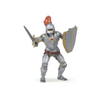 Chevalier en armure au plumet rouge Papo en PVC, Collection Médiéval, jouet éducatif idéal pour enfants et collectionneurs