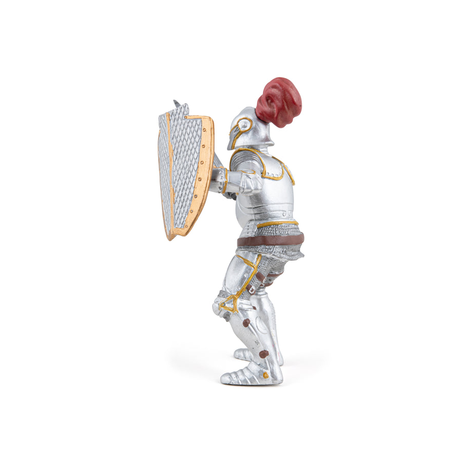 Chevalier en armure au plumet rouge Papo en PVC, Collection Médiéval, jouet éducatif idéal pour enfants et collectionneurs