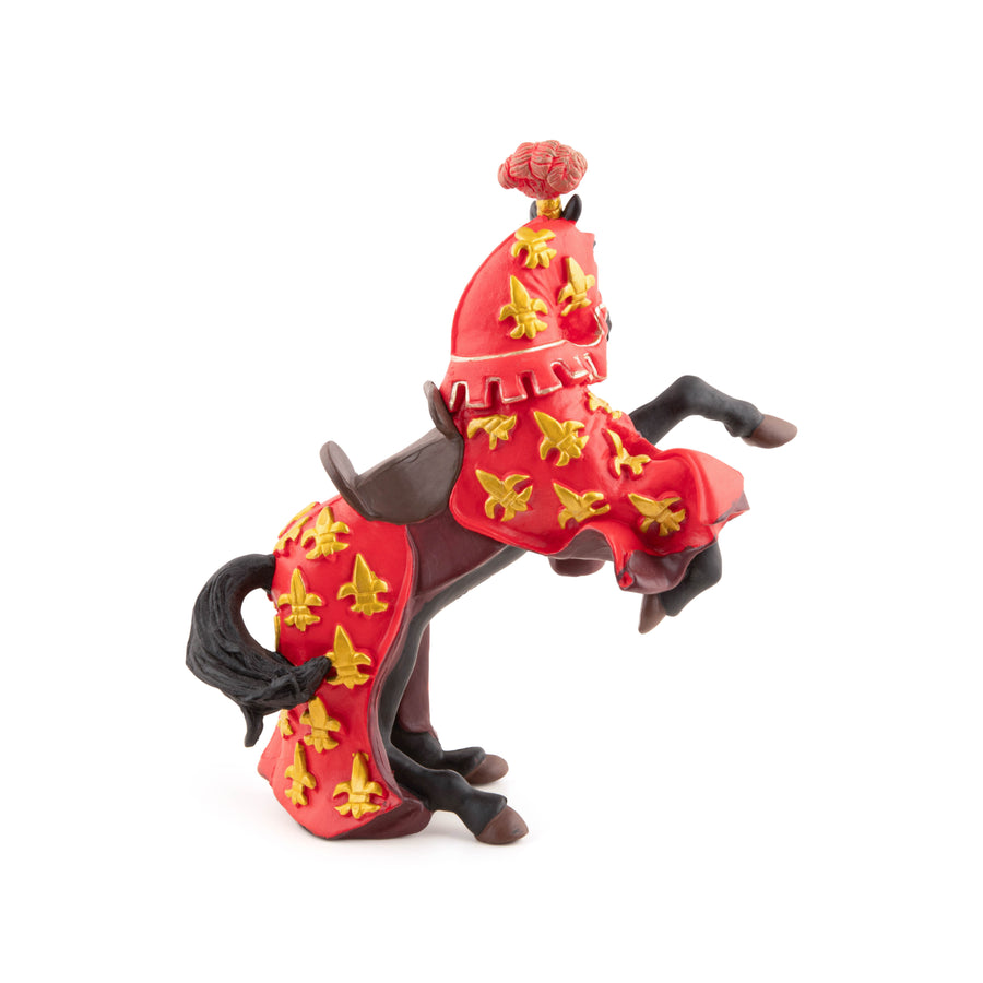 Cheval du prince Philippe rouge Papo en PVC, Collection Médiéval, jouet éducatif idéal pour enfants et collectionneurs