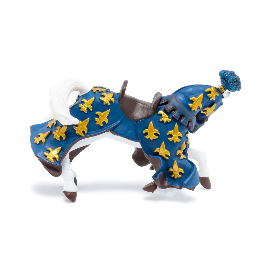 Cheval du prince Philippe bleu Papo en PVC, Collection Médiéval, jouet éducatif idéal pour enfants et collectionneurs