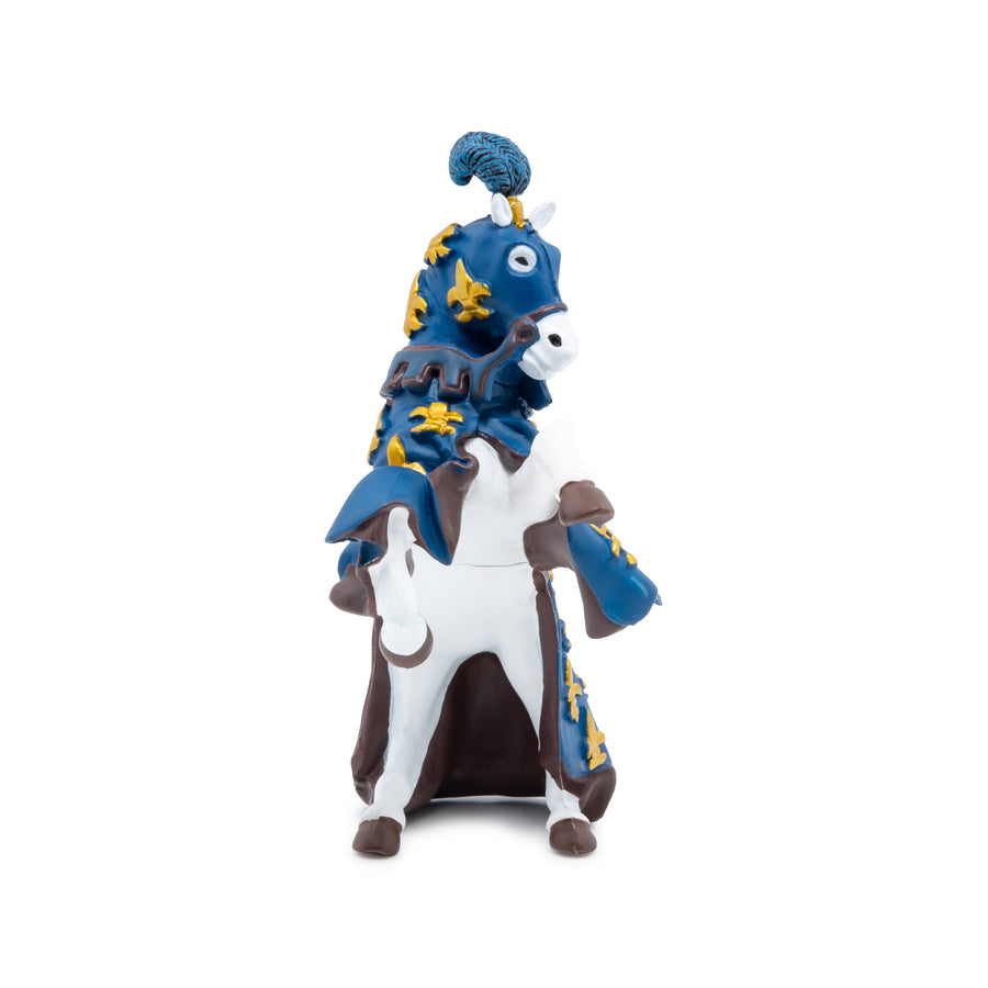 Cheval du prince Philippe bleu Papo en PVC, Collection Médiéval, jouet éducatif idéal pour enfants et collectionneurs