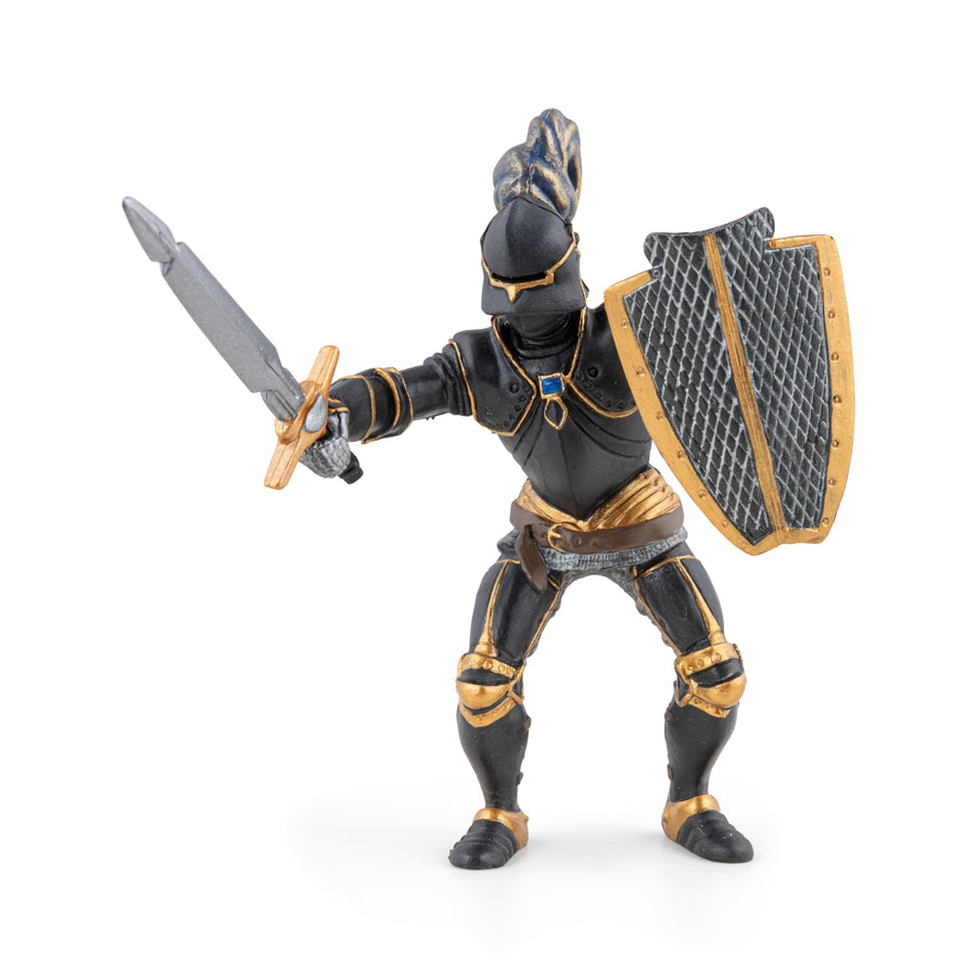 Chevalier en armure noire Papo en PVC, Collection Médiéval, jouet éducatif idéal pour enfants et collectionneurs