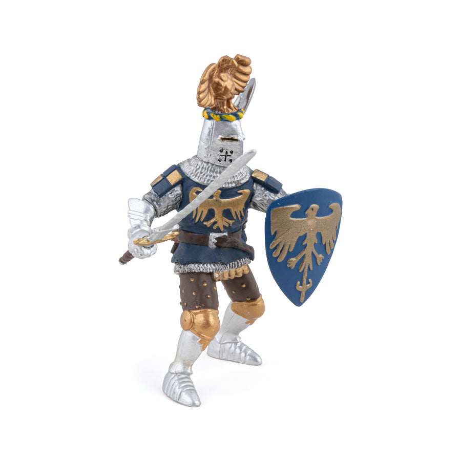 Chevalier bleu au cimier Papo en PVC, Collection Médiéval, jouet éducatif idéal pour enfants et collectionneurs