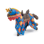 Cheval bleu fleur de lys Papo en PVC, Collection Médiéval, jouet éducatif idéal pour enfants et collectionneurs
