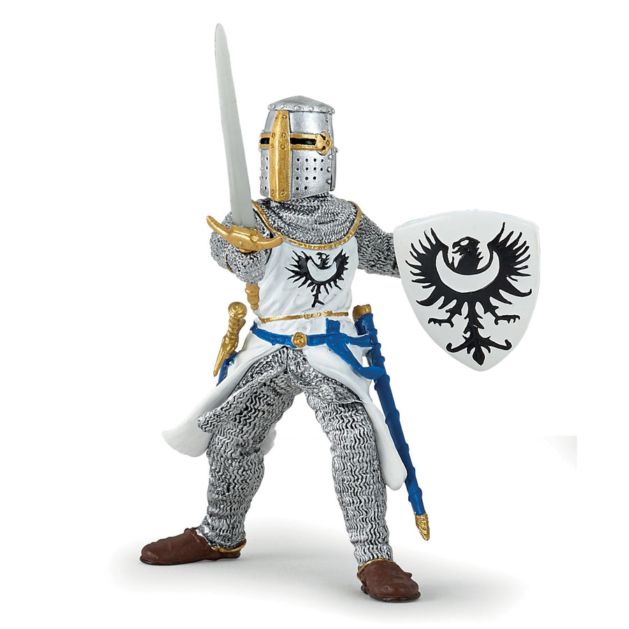 Chevalier blanc à l'épée Papo en PVC, Collection Médiéval, jouet éducatif idéal pour enfants et collectionneurs