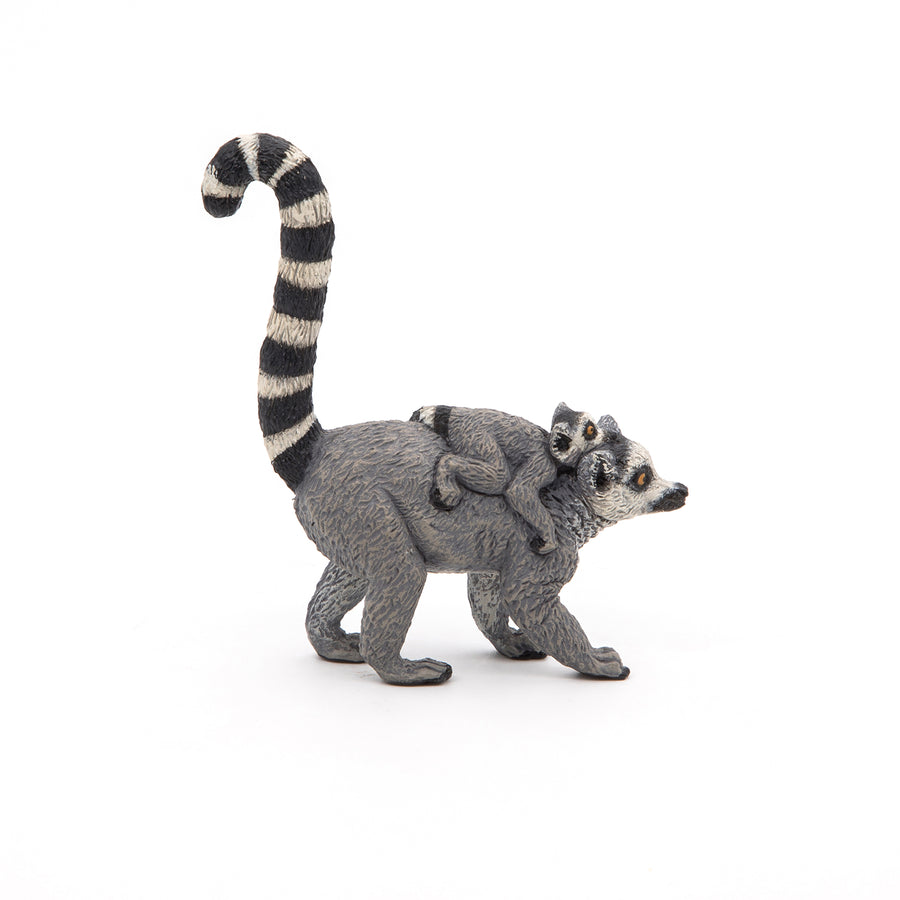 Lémurien et son bébé Papo en PVC, Collection Animaux sauvages, jouet éducatif idéal pour enfants et collectionneurs
