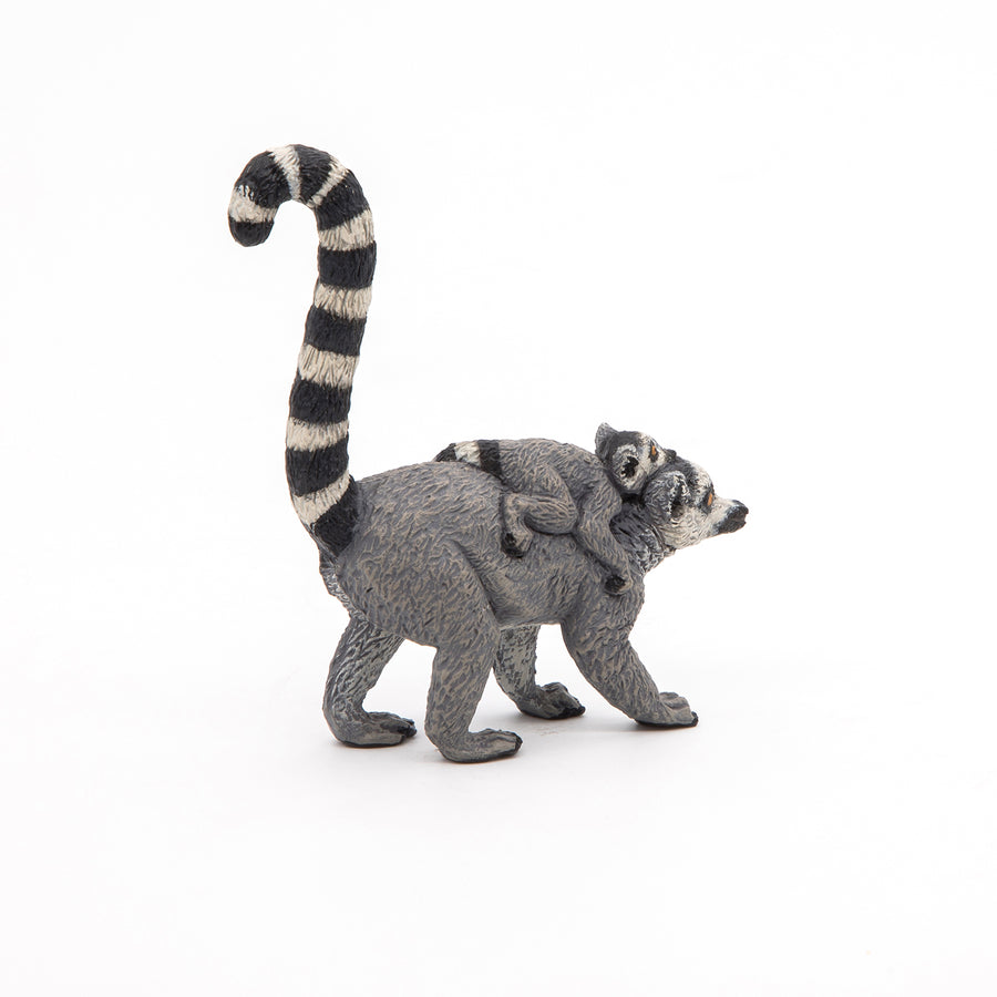 Lémurien et son bébé Papo en PVC, Collection Animaux sauvages, jouet éducatif idéal pour enfants et collectionneurs