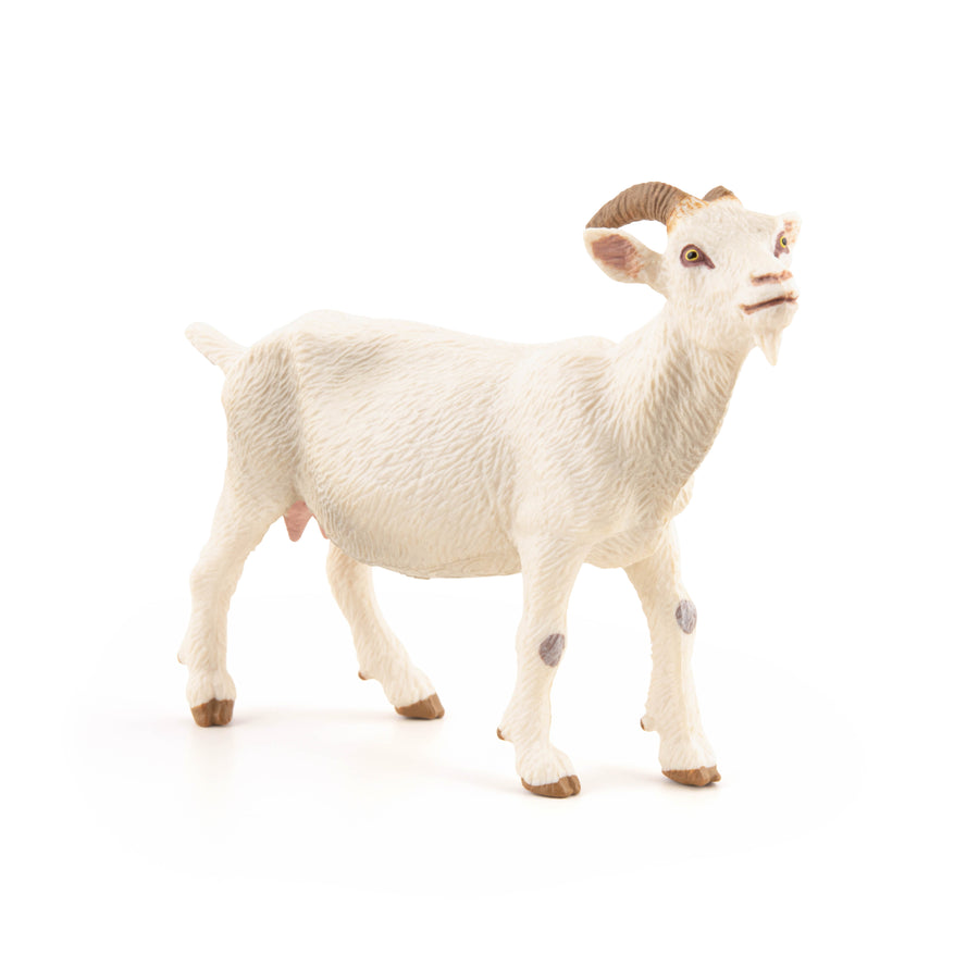 Chèvre blanche Papo en PVC, Collection Vie à la ferme, jouet éducatif idéal pour enfants et collectionneurs