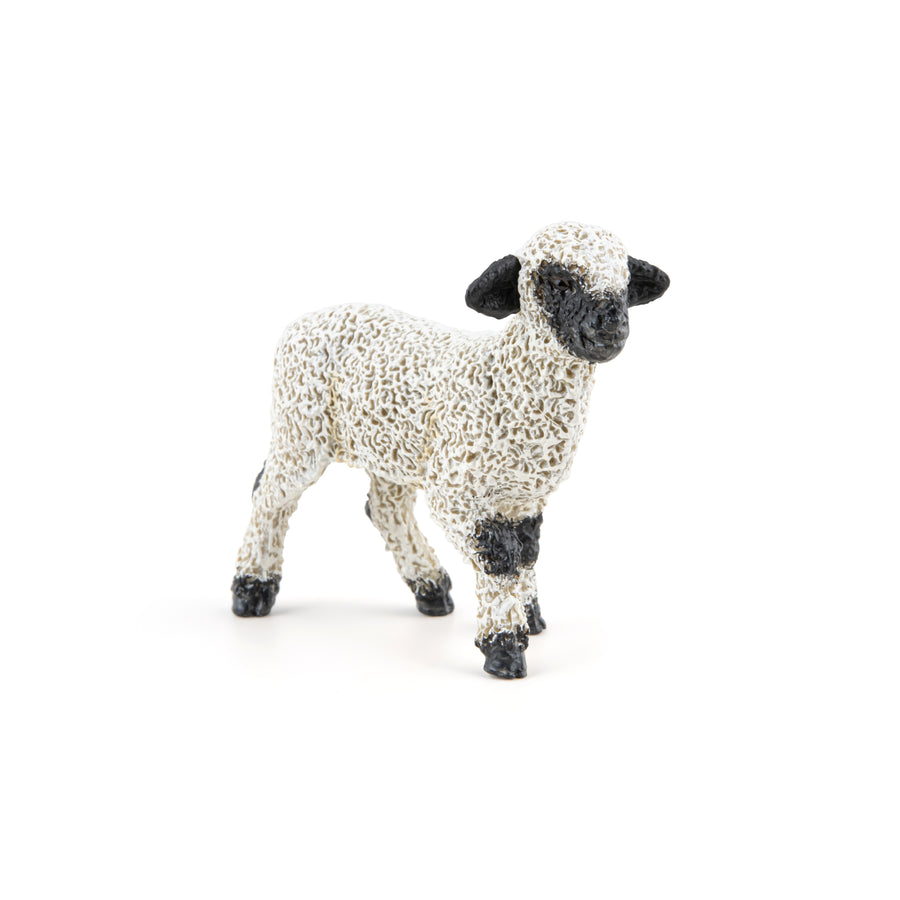 Agneau nez noir du Valais Papo en PVC, Collection Vie à la ferme, jouet éducatif idéal pour enfants et collectionneurs