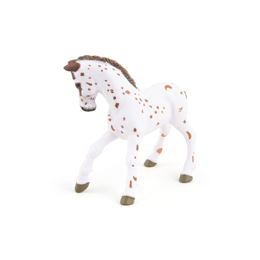Poulain appaloosa brun Papo en PVC, Collection chevaux, jouet éducatif idéal pour enfants et collectionneurs