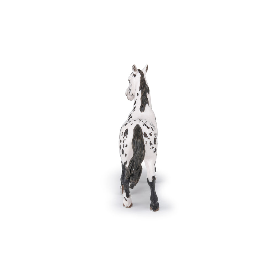 Cheval appaloosa noir Papo en PVC, Collection chevaux, jouet éducatif idéal pour enfants et collectionneurs